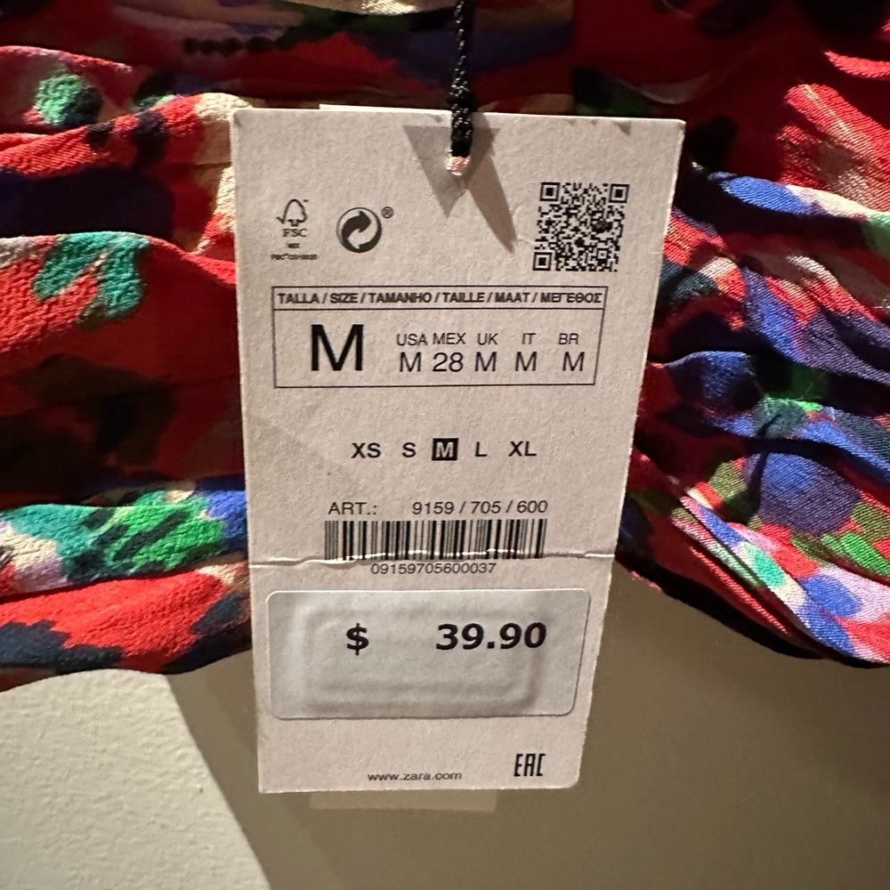 Zara Red Floral Ruffle Crop Top - Picture 8 of 8